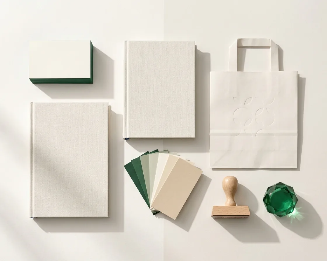 Illustrative brand materials, packaging, and a digital experience